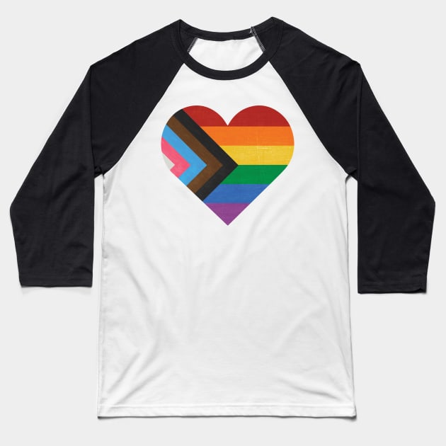 Inclusive Pride Heart Baseball T-Shirt by juniperandspruce